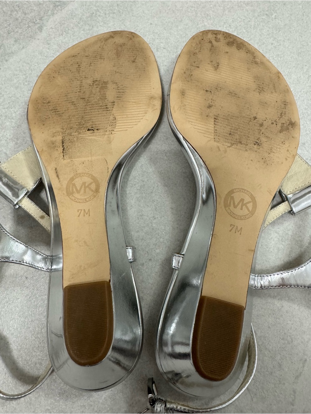 MICHAEL Michael Kors Metallic Silver T-Strap Sandals - Picture 4 of 4